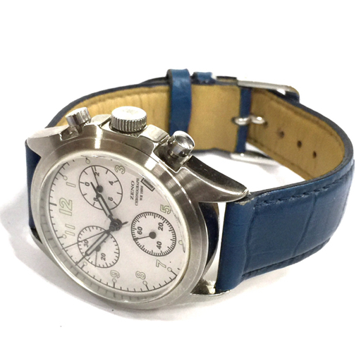 ZENO クロノグラフ デイト クォーツ 腕時計 ホワイト文字盤 メンズ 社外ベルト 付属品あり ファッション小物の画像5