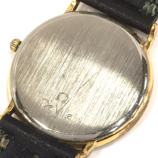 オメガ デビル デイト クォーツ 腕時計 ラウンドフェイス ゴールドカラー文字盤 未稼働品 メンズ 社外ベルト OMEGAの画像2
