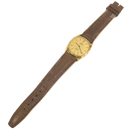 オメガ デビル クォーツ プッシュ式 腕時計 ゴールドカラー文字盤 メンズ 未稼働品 社外ベルト OMEGAの画像4