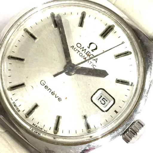 オメガ ジュネーブ デイト 自動巻 オートマチック 腕時計 レディース シルバーカラー文字盤 稼働品 社外ベルトの画像1