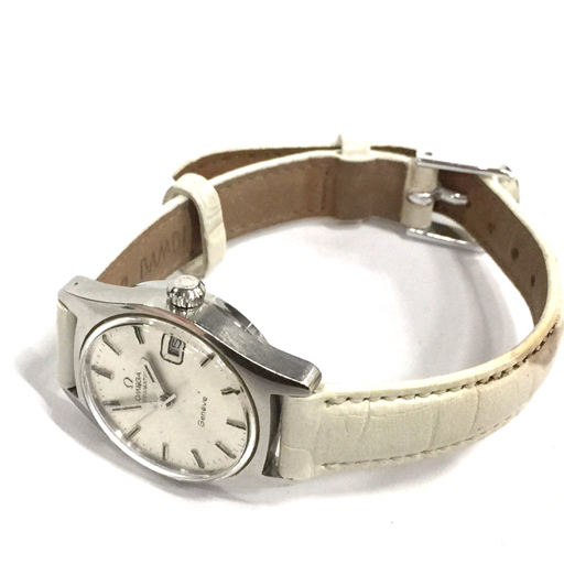 オメガ ジュネーブ デイト 自動巻 オートマチック 腕時計 レディース シルバーカラー文字盤 稼働品 社外ベルトの画像7