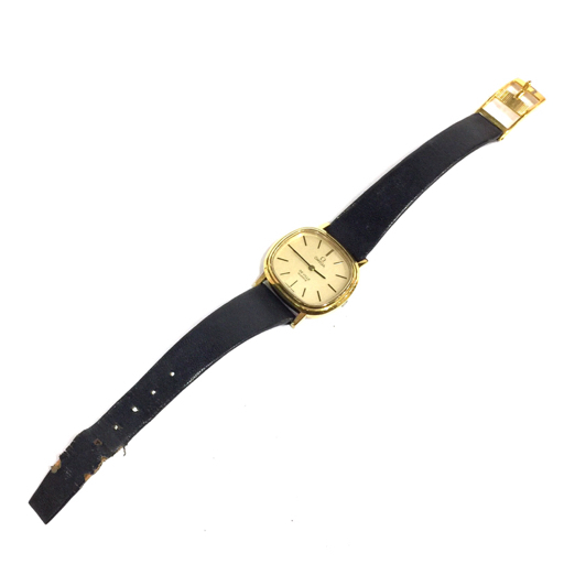 オメガ デビル プッシュ式 クォーツ 腕時計 レディース ゴールドカラー文字盤 未稼働品 純正ベルト ブランド小物の画像6