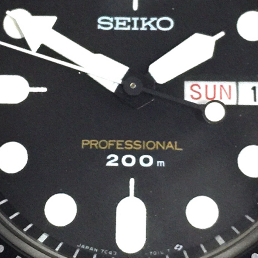 1円 セイコー 腕時計 フェイス 7C43-7010 デイデイト DIVER'S 200m 黒文字盤 SVカラー クォーツ メンズ SEIKO_画像7