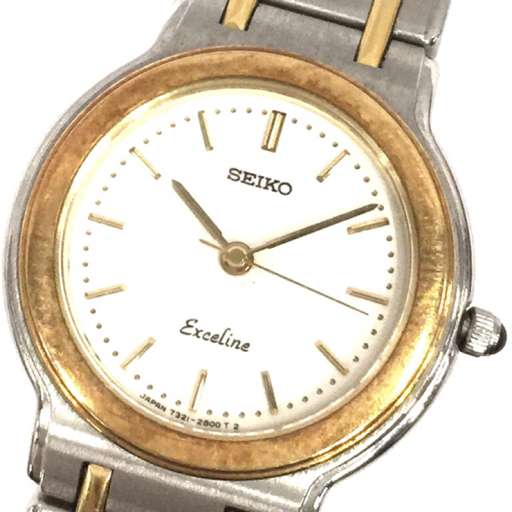  Seiko Exceline 18KT оправа кварц наручные часы 7321-0560 женский белый циферблат не работа товар SEIKO