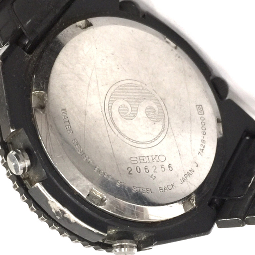 セイコー クロノグラフ クォーツ 腕時計 メンズ ジャンク品 ブラック文字盤 7A28-6000 ファッション小物_画像2