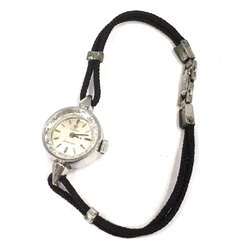 オメガ レディマチック 手巻き 機械式 腕時計 カットガラス レディース シルバーカラー文字盤 社外ベルト OMEGAの画像7