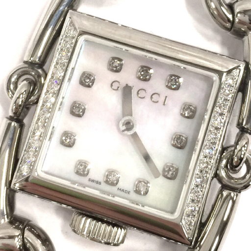 グッチ ダイヤモンド シェル文字盤 クォーツ 腕時計 116.5 ブレスレットウォッチ レディース 付属品あり GUCCI_画像1