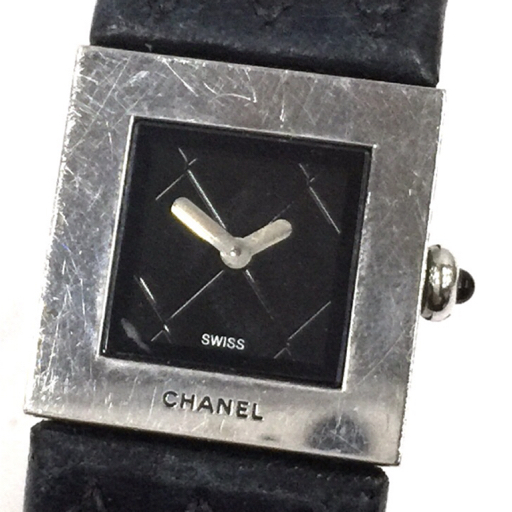 シャネル マトラッセ クォーツ 腕時計 レディース ブラック文字盤 純正ベルト 未稼働品 ファッション小物 CHANELの画像1