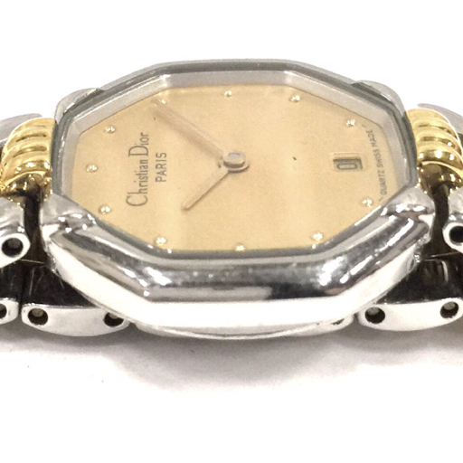 クリスチャンディオール デイト クォーツ 腕時計 レディース ゴールドカラー文字盤 未稼働品 Christian Dior_画像4