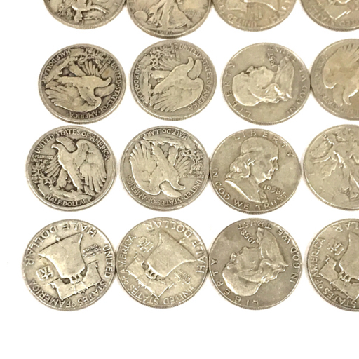 アメリカ リバティコイン ハーフダラー 50セント1941 1946 1954 1957 1958 等 銀貨 古銭 硬貨 総重量約358g QT035-30_画像4