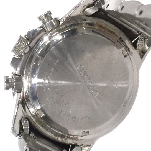 セイコー ソーラー クロノグラフ デイト 腕時計 メンズ ブラック文字盤 未稼働品 V172-0AC0 純正ブレス SEIKO_画像2
