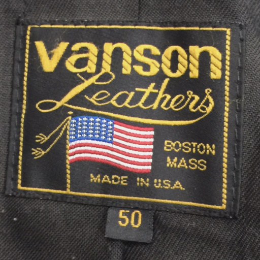 バンソン サイズ 50 長袖 ジップアップ ジャケット レザー メンズ アウター ブラック 黒 Vanson_画像6