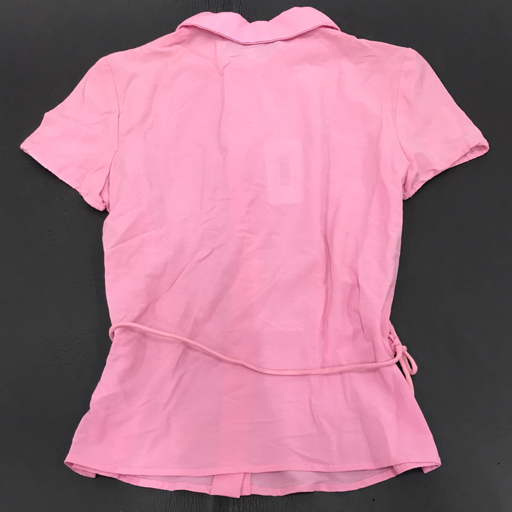 アンナモリナーリ COUTURE サイズ 42 半袖 シャツ ボタン シルク 混 レディース トップス ピンク タグ付き_画像2