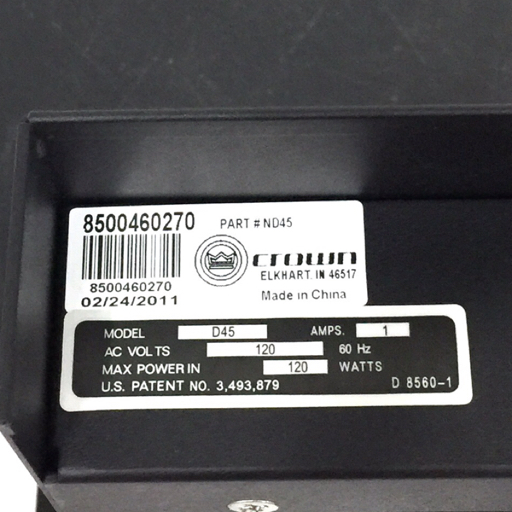 CROWN D-45 プロ用 パワーアンプ 通電確認済み クラウン PA機器_画像7