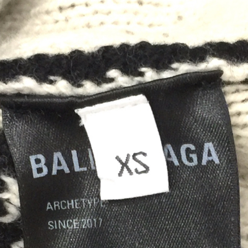 バレンシアガ サイズ XS 長袖 ニット セーター 英字ロゴ 総柄 キャメル × ウール 混 メンズ ブラック BALENCIAGAの画像6
