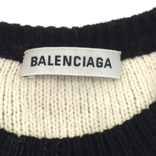 バレンシアガ サイズ XS 長袖 ニット セーター 英字ロゴ 総柄 キャメル × ウール 混 メンズ ブラック BALENCIAGAの画像5
