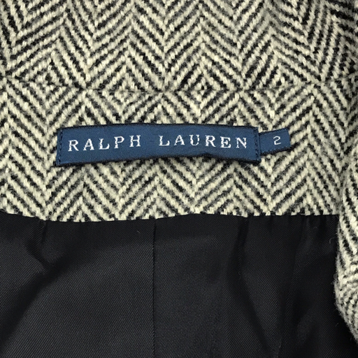 ラルフローレン ヘリンボーン ウール ジャケット サイズ 2 レディース ホワイト × ブラック Ralph Laurenの画像4