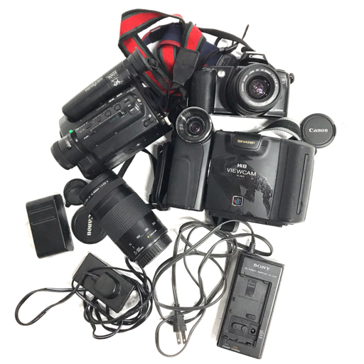 Canon EOS Kiss PANORAMA フィルムカメラ SONY CCD-TR55 ビデオカメラ 含む 光学機器 まとめセットの画像1