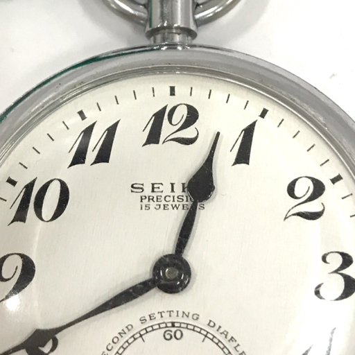 セイコー プレシジョン スモセコ スモールセコンド 懐中時計 鉄道時計 ホワイト文字盤 稼働品 SEIKO QR041-75の画像7