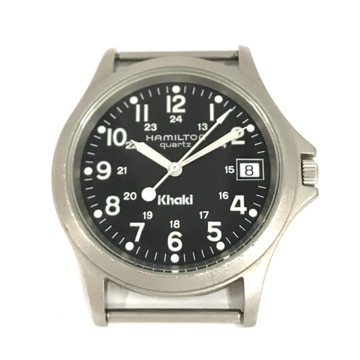 ハミルトン カーキ デイト クォーツ 腕時計 フェイスのみ 未稼働品 ブラック文字盤 9445B HAMILTON QR041-101の画像2