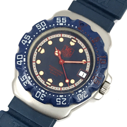 タグホイヤー 腕時計 WA1210 Professional 200m ラウンド デイト 紺文字盤 クォーツ メンズ 純正ベルト QR041-142の画像1