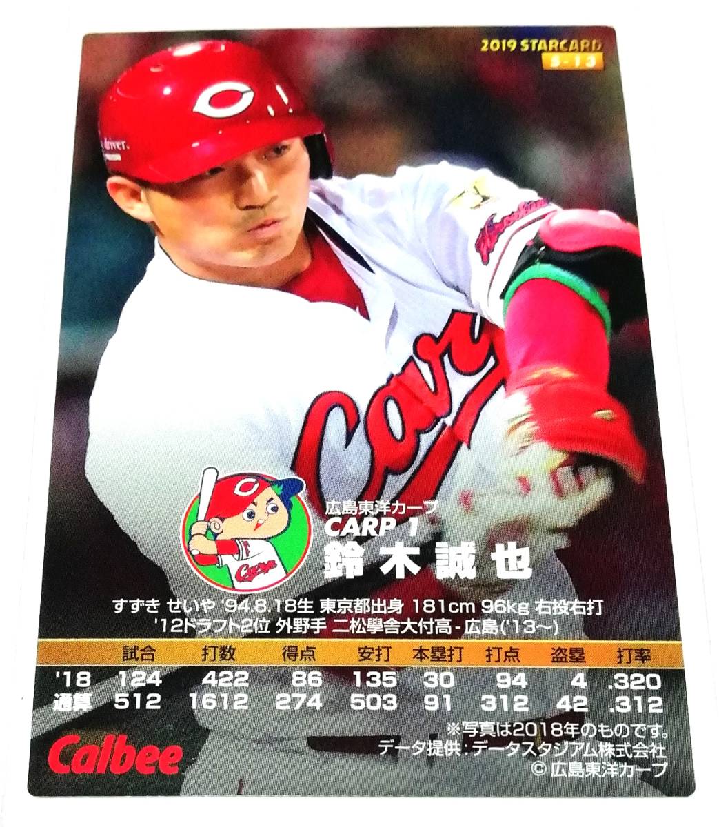 2019　第1弾　鈴木誠也　スターカード　広島東洋カープ　【S-13】 ★ カルビープロ野球チップス　_画像3