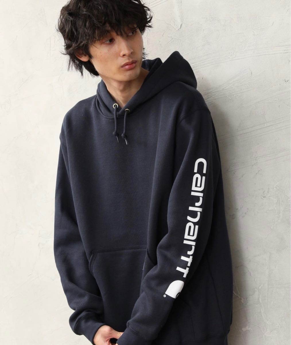 【Carhartt カーハート】袖グラフィックロゴプリントプルオーバーパーカー