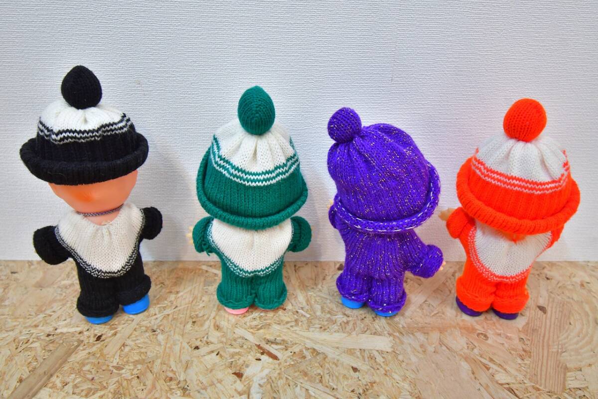 昭和　レトロ　キューピー　キューピー人形　帽子　服　編み物　編物　黒　緑　紫　橙　まとめて_画像4