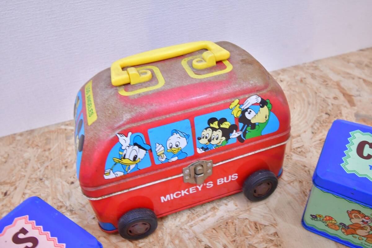 東京ディズニーランド　ディズニー チップ&デール　不思議の国のアリス　クッキー缶　ミッキーマウス　三匹の子ぶた　ミッキーバス缶_画像4