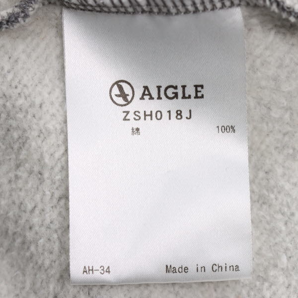 【美品】AIGLE/エーグル メンズ パーカー トップス フーディー ジップアップ スウェット 長袖 裏起毛 L グレー [NEW]★61AC40_画像7