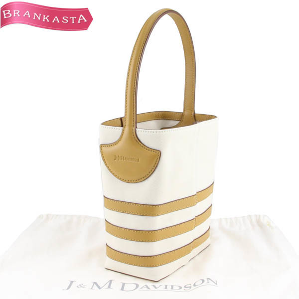 [ прекрасный товар * обычная цена 7.4 десять тысяч ]J&M Davidson Apple сумка Mini ручная сумочка парусина × кожа 2022SS Camel белый [NEW]*52KB30