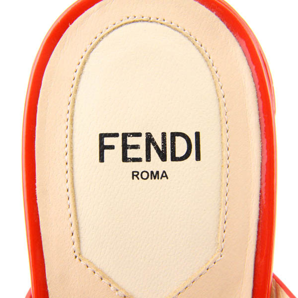 FENDI/フェンディ レディース サンダル チャンキーヒール 花 スタッズ エナメル ハイヒール 38 赤 白 グレー [NEW]★52GA11_画像7