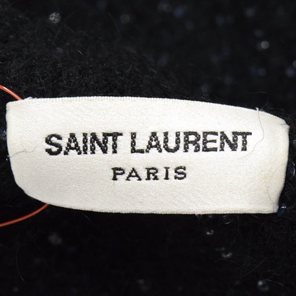 SAINT LAURENT/サンローラン 558906 YABI2 1470 メンズ ニットカーディガン ウール混 モヘヤ混 M 黒 青 [NEW]★51JF37_画像7