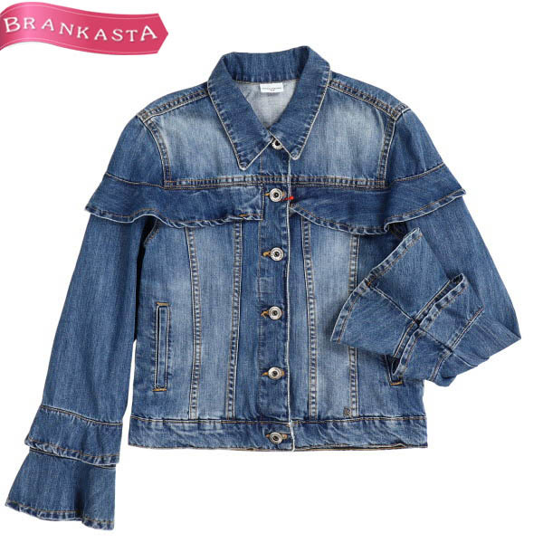 [ beautiful goods ]Rinascimento/li not equipped men to lady's G Jean Denim jacket long sleeve frill small size XS blue [NEW]*51JG70