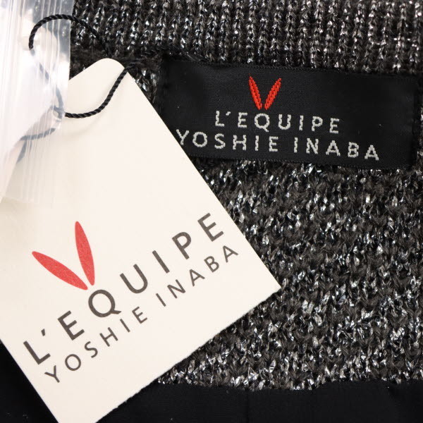 【美品・定価3.5万】L'EQUIPE YOSHIE INABA/レキップヨシエイナバ カーディガン 長袖 ラメニット ウール混 38 M[NEW]★51JD47_画像8