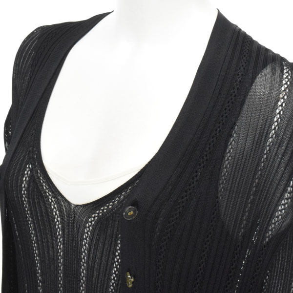 CHANEL/ Chanel P19237V01073 ensemble 02P... braided knitted long sleeve cardigan × no sleeve 38 M black [NEW]*51IA71