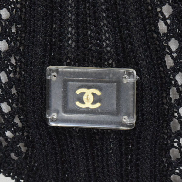 CHANEL/シャネル P19237V01073 アンサンブル 02P 透かし編みニット 長袖カーディガン×ノースリーブ 38 M 黒 [NEW]★51IA71_画像7