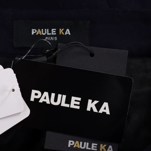 [ прекрасный товар * обычная цена 8.4 десять тысяч ]PAULE KA/ paul (pole) ka колено длина flair юбка шерсть 100% осень-зима карман есть 38 темно-синий серия [NEW]*51IB56