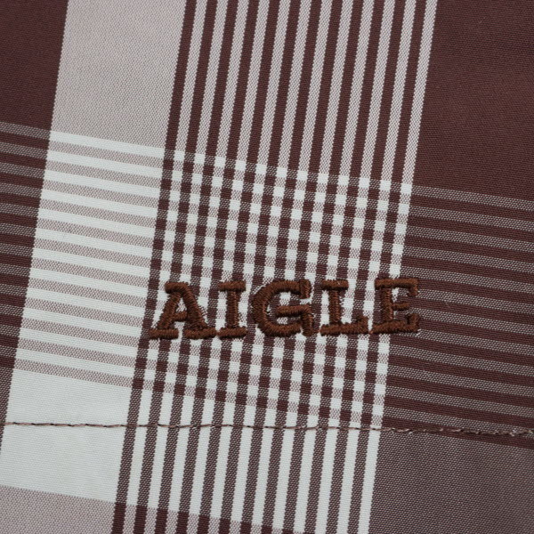 AIGLE/エーグル レディース 2wayスプリングコート チェック柄 フード取り外し可 ステンカラー 長袖 M 茶色 水色[NEW]★51HI47_画像6