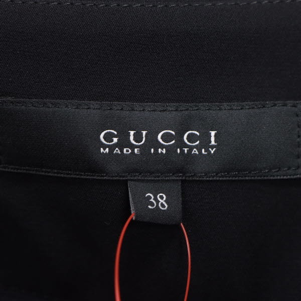 GUCCI/ Gucci lady's miniskirt Layered manner asimeto Lee silk thin 38 M corresponding black [NEW]*51GE75