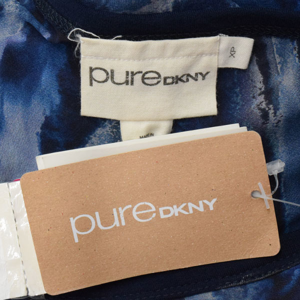 [ прекрасный товар * обычная цена 4.3 десять тысяч ]pure DKNY/ чистый - Donna Karan New York sia- One-piece короткий рукав общий рисунок XP XS голубой темно-синий [NEW]*51FH77