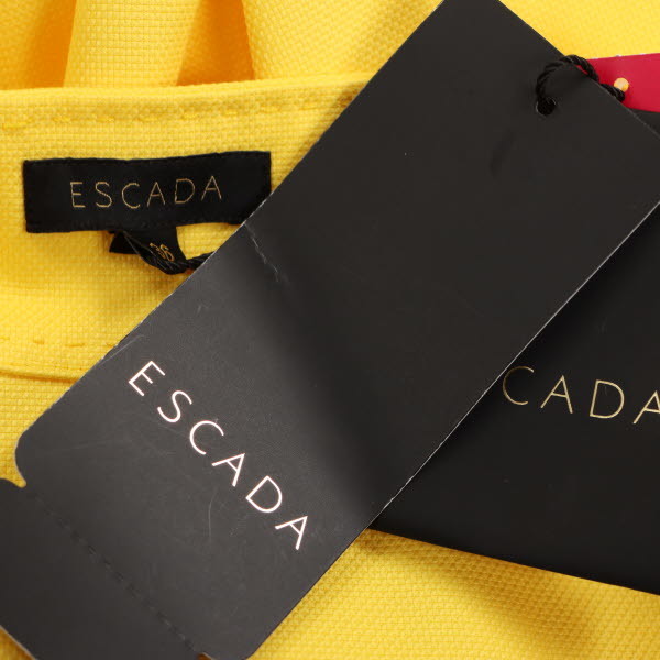 ESCADA/エスカーダ レディース ミモレ ミディ丈 フレア スカート フロントボタン ストレッチ 36 イエロー [NEW]★51EA45_画像6