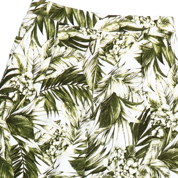 [ beautiful goods ]49AV.JUNKO SHIMADA/49 avenue Junko Shimada wide pants botanikaru pattern cotton × flax 36 S green white [NEW]*51DA66