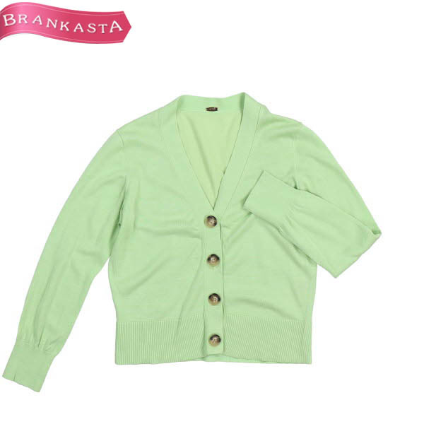 [ beautiful goods ]ROPE/ Rope cardigan tops knitted long sleeve V neck cotton × silk 38 M pastel green [NEW]*51CD94