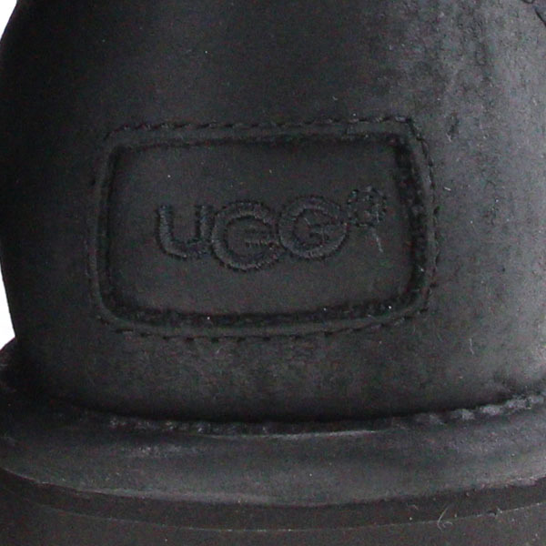 【定価3.5万】UGG/アグ ロッジ LODGE 1007710 ムートンブーツ 靴 ショート丈 シープスキン×レザー USA8 黒 [NEW]★62CA41_画像7