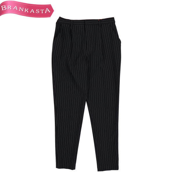 PINKY&DIANNE/ Pinky and Diane lady's tapered pants pinstripe small size 34 XS black white [NEW]*51BA39