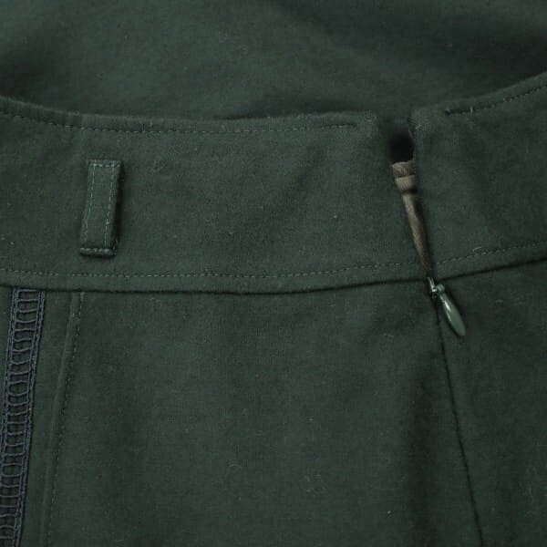 SunaUna/ SunaUna lady's knee height flair skirt ladder race wool L corresponding 40 dark green [NEW]*41LC62