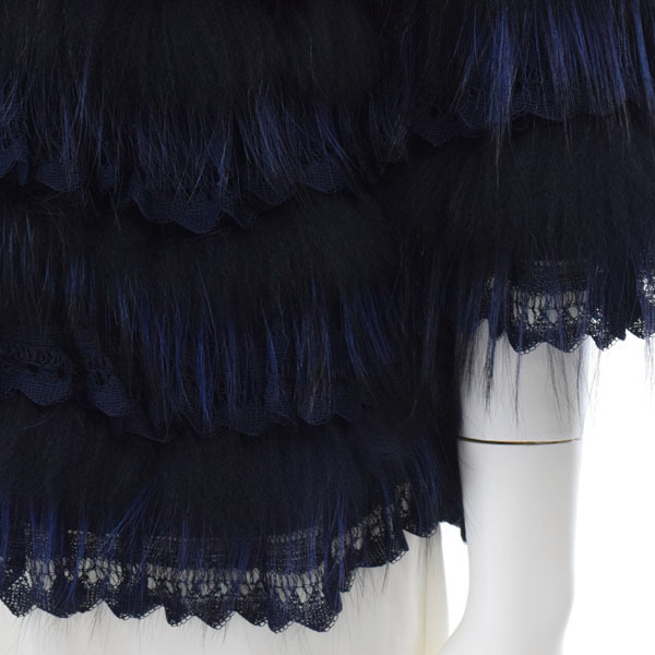Christian Dior/ Christian Dior кардиган tops мех лисы жакет 7 минут рукав I:38 темно-синий чёрный [NEW]*41IE75