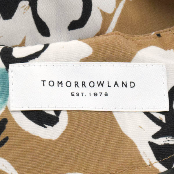 【美品】TOMORROWLAND/トゥモローランド ワンピース 花柄 プリント 長袖 ベルト付 36 ベージュ 黒 緑 白 [NEW]★61CJ89_画像8