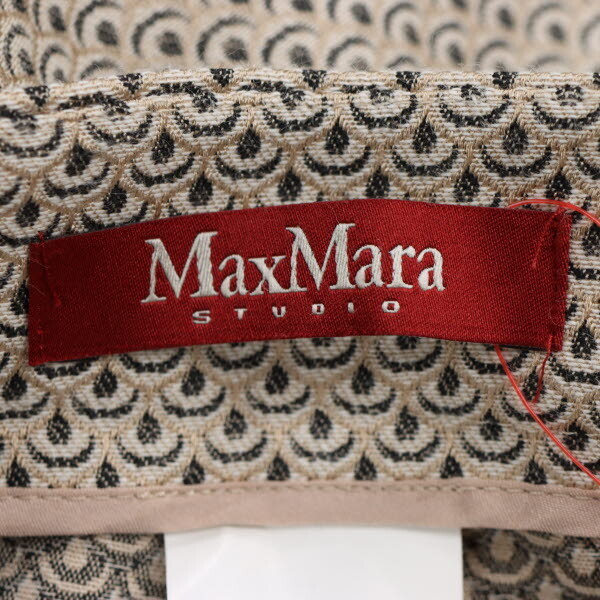 MaxMara Studio/マックスマーラ ステュディオ テーパードパンツ 総柄 センタープレス IJ36 USA2 ベージュ 黒 [NEW]★61CK35の画像7